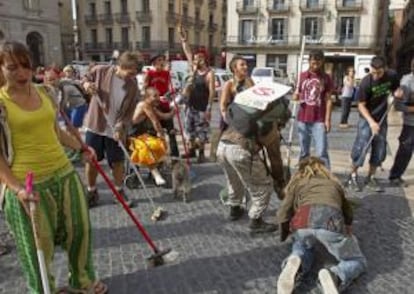Los 'indignados' de la plaza de Catalunya de Barcelona