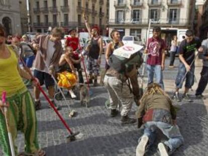 Los 'indignados' de la plaza de Catalunya de Barcelona