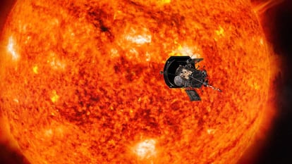 Recreación de la Sonda Solar Parker durante uno de sus acercamientos al Sol.