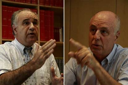 Sendos gestos de Rafael Blasco y Eugenio Burriel, fotografiados durante el debate.