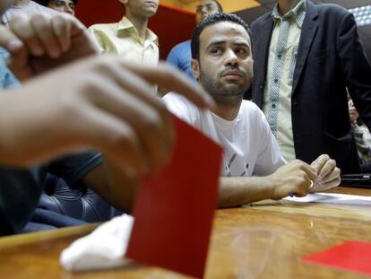 Mahmud Badr, l&iacute;der de Tamarod, e 29 de junio, antes del golpe. 