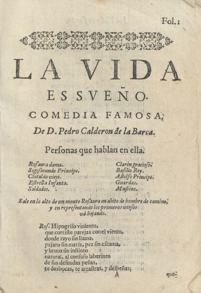 Cubierta del libro 'La vida es sueño' de Pedro Calderón de la Barca (1636).