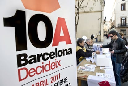 Votación por la independencia, el pasado enero, en la plaza Orfila de Barcelona.
