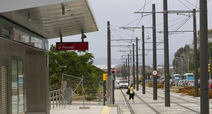 Estado de la estación de El Perchel del metro de Málaga, en mayo.