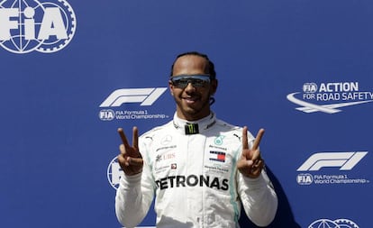 Lewis Hamilton, tras lograr la pole en Francia.