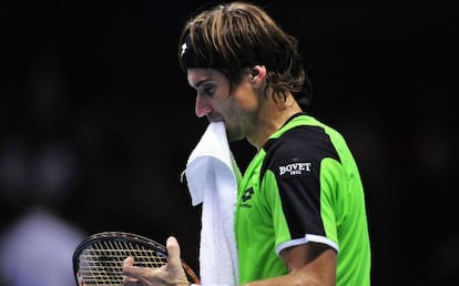 Ferrer, durante su partido contra Federer. 