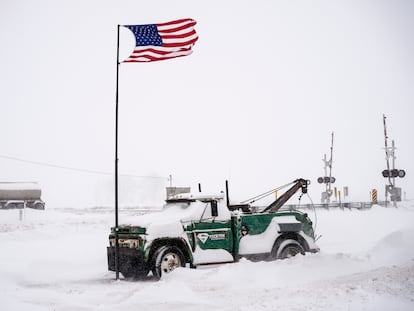 Una escena de la tormenta invernal en Le Mars, Iowa, el 12 de enero 2024.