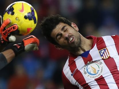 Diego Costa goes in for a header against Getafe.