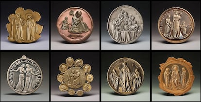 Algunas de las monedas creadas por IA en el proyecto 'artifacts', de Ana María Caballero y Alex Estorick.