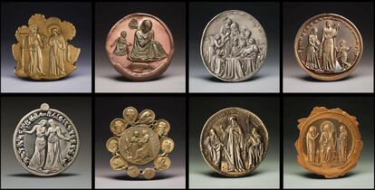 Some of the coins created by AI in the 'artifacts' project, by Ana María Caballero and Alex Estorick.