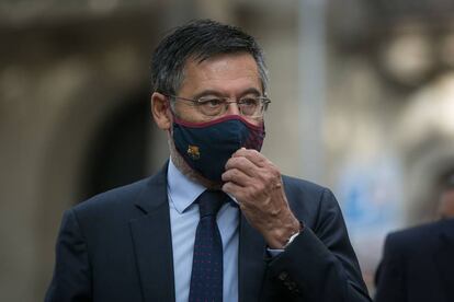 Josep Maria Bartomeu, l'11 de setembre en l'ofrena floral al monument de Rafael Casanova.