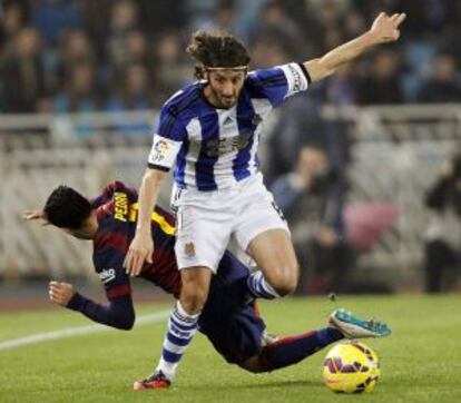 El ex del Real Madrid Esteban Granero, en el encuentro contra el Barcelona en Anoeta.