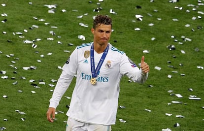 Cristiano Ronaldo tras ganar la final de la Liga de Campeones ante el Liverpool.