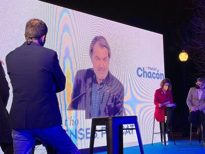 El 'expresident' Artur Mas interviene de forma telemática en el acto de fin de campaña del PDeCAT el día 12.