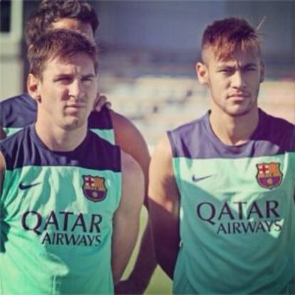 Foto publicada por Neymar en Instagram en la que aparece junto a Messi