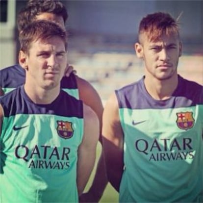 Foto publicada por Neymar en Instagram en la que aparece junto a Messi