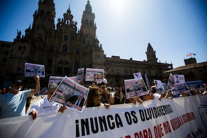 Concentración de las víctimas del Alvia en Santiago el pasado miércoles.