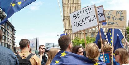 Brit&aacute;nicos a favor de la permanencia en la UE. 