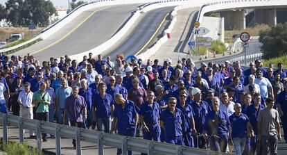 Marcha de los trabajadores de los astilleros de C&aacute;diz, el pasado d&iacute;a 12.