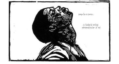 Renaldo McGirth retratado en el cómic 'Perpendicular al sol'.