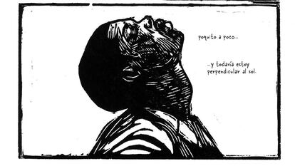 Renaldo McGirth retratado en el cómic 'Perpendicular al sol'.