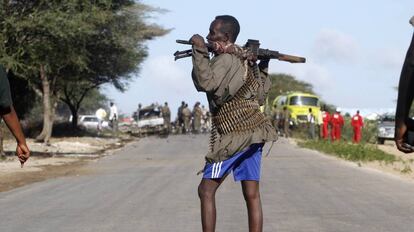 Un Ugand&eacute;s tras un ataque terrorista de Al-Shabaab. 