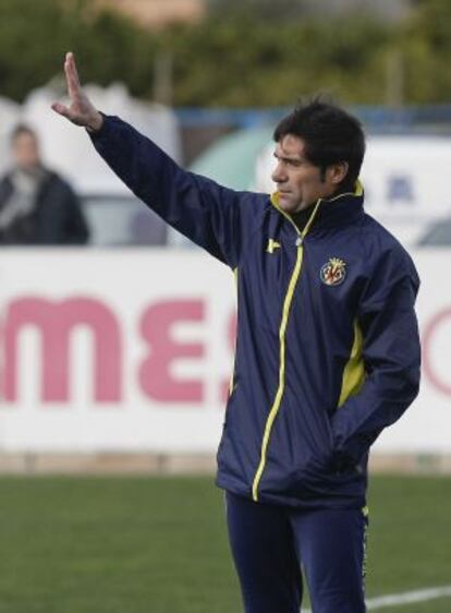 Marcelino, durante su primer entrenamiento con el Villarreal