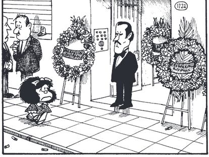 Quadrinho da coletânea ‘El amor según Mafalda’, de Quino.