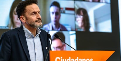 El portavoz adjunto de Cs en el Congreso, Edmundo Bal, en una rueda de prensa telemática.