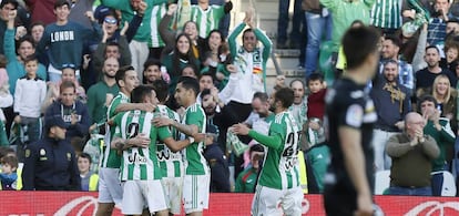 El Betis celebra el primer gol que le marcó el pasado domingo al Leganés.