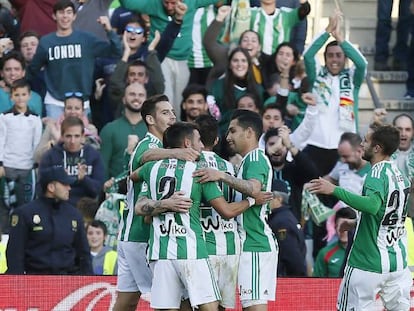 El Betis celebra el primer gol que le marc&oacute; el pasado domingo al Legan&eacute;s.