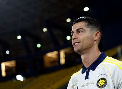Cristiano Ronaldo, en los instantes previos a un partido de la liga saudí.