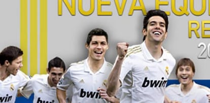 Xabi Alonso, Di María, Cristiano Ronaldo, Kaká y Canales, con el nuevo uniforme