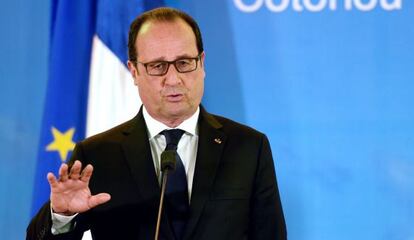 El presiente francés, François Hollande, ayer en el palacio presidencia en Cotonou.