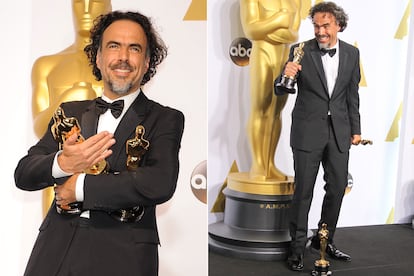 Aunque diga lo contrario, en la pasada edición de los Oscar posó encantado con sus 3 estatuillas.