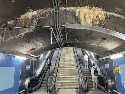 Aspecto que presenta esta mañana la estación Núñez de Balboa, con la bóveda sin rematar.