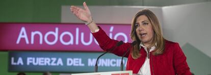 La presidenta de la Junta de Andaluc&iacute;a, Susana D&iacute;az, en un acto con candidatos y candidatas socialistas a las elecciones municipales.