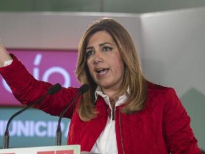 La presidenta de la Junta de Andaluc&iacute;a, Susana D&iacute;az, en un acto con candidatos y candidatas socialistas a las elecciones municipales.