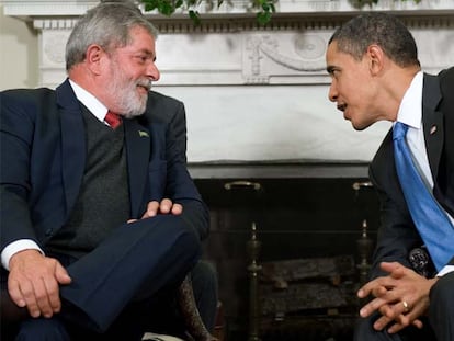 Luiz Inácio Lula da Silva y Barack Obama, durante su encuentro en el Despacho Oval de la Casa Blanca.