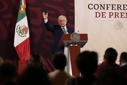 López Obrador en su conferencia matutina del 23 de febrero.