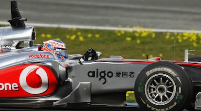 Jenson Button, durante los entrenamientos en Jerez