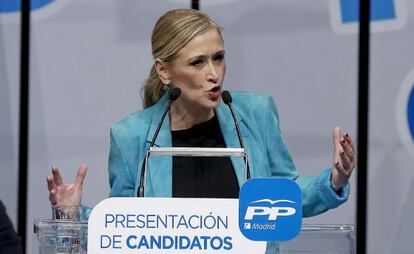 La candidata del PP a la Comunidad de Madrid, Cristina Cifuentes, el pasado lunes.