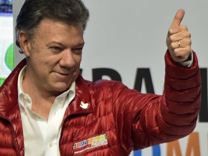 Juan Manuel Santos após conhecer os resultados no domingo.