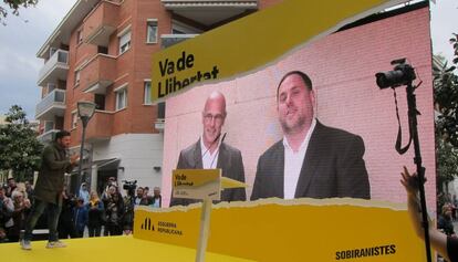 Raül Romeva y Oriol Junqueras intervienen por videoconferencia desde la cárcel de Soto del Real.