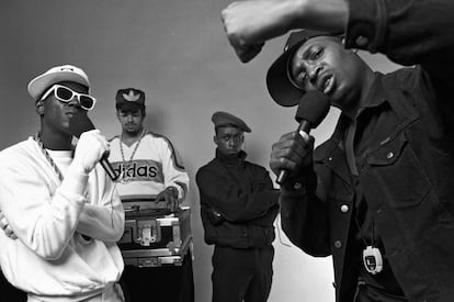 La banda de hip hop Public Enemy, en una imagen de mayo de 1987. 
 