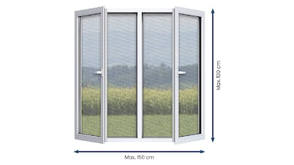 Las dimensiones de esta mosquitera magnética para ventanas tiene un tamaño máximo de 150 x 130 cm.