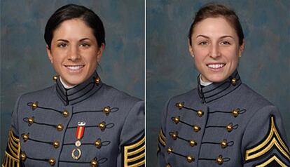 Las soldados Kristen Griest y Shaye Haver con sus uniformes de graduadas en la Academia Militar de West Point.