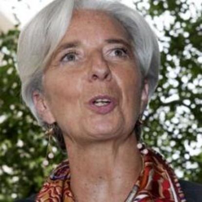 Christine Lagarde, tras una reunión del FMI el 23 de junio