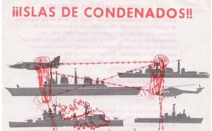 Detalle del panfleto lanzado por los británicos sobre soldados argentinos durante la Guerra de Malvinas.