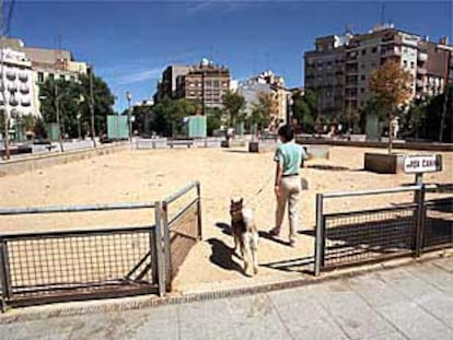 El espacio destinado a los perros en la plaza de Olavide.